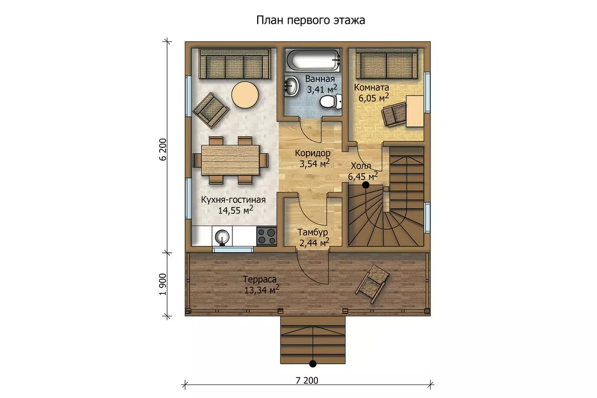 План этажа №1 2-этажного дома MK-82 в Тюмени