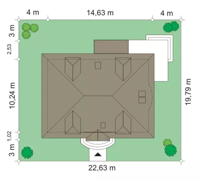 План этажа №1 1-этажного дома K-1270 в Тюмени