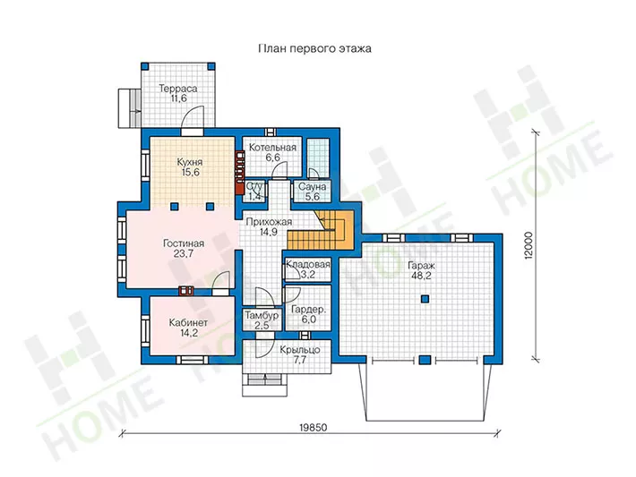 План этажа №1 2-этажного дома 57-00CK в Тюмени