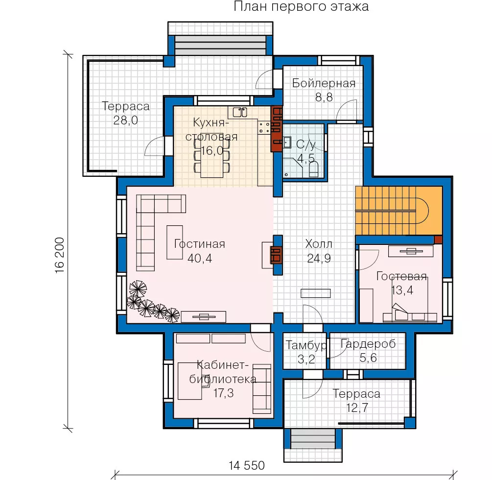 План этажа №1 2-этажного дома 57-58L в Тюмени