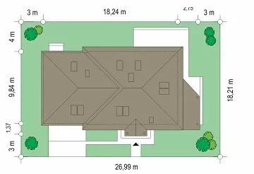 План этажа №1 1-этажного дома K-1237-2 в Тюмени