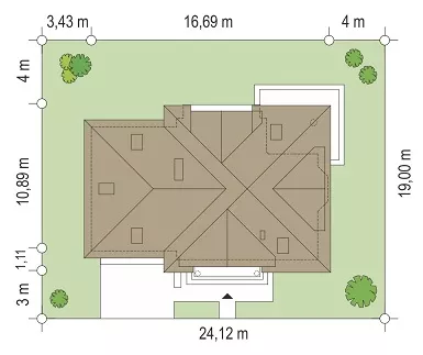 План этажа №1 1-этажного дома K-1242 в Тюмени