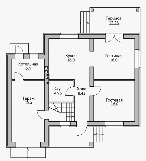 План этажа №1 2-этажного дома B-146 в Тюмени