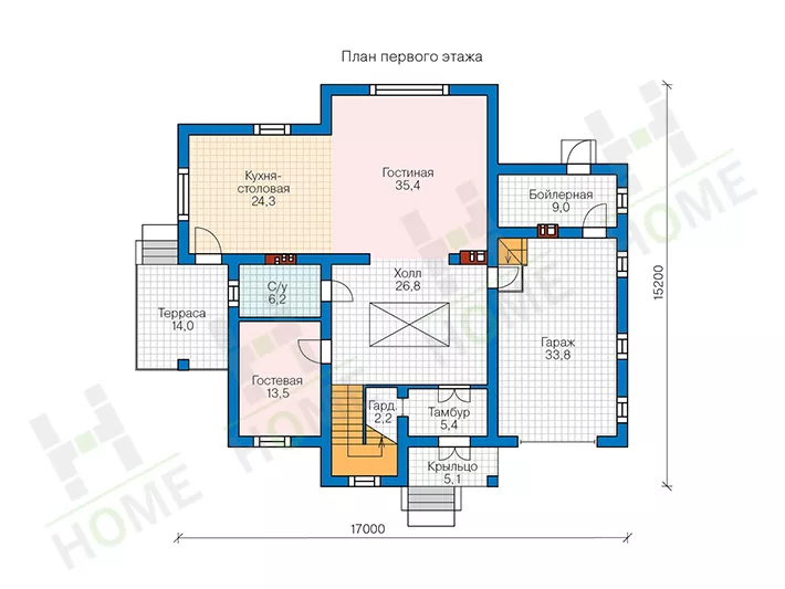 План этажа №1 2-этажного дома 58-08 в Тюмени