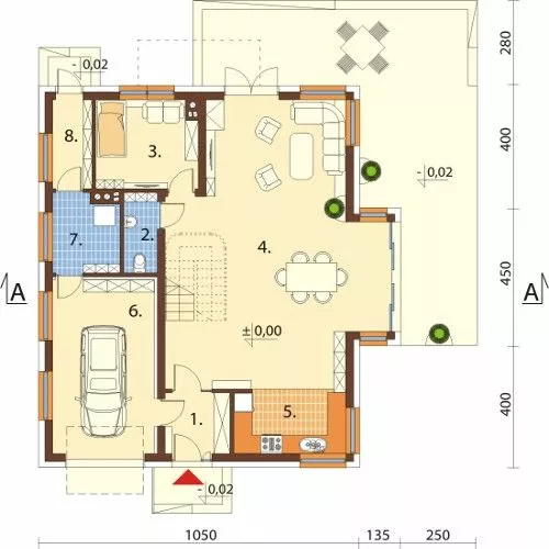 План этажа №1 1-этажного дома K-1196 в Тюмени