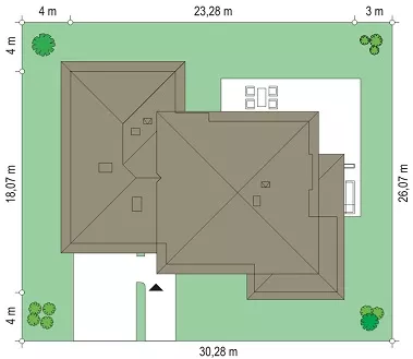 План этажа №1 2-этажного дома K-2406-2 в Тюмени