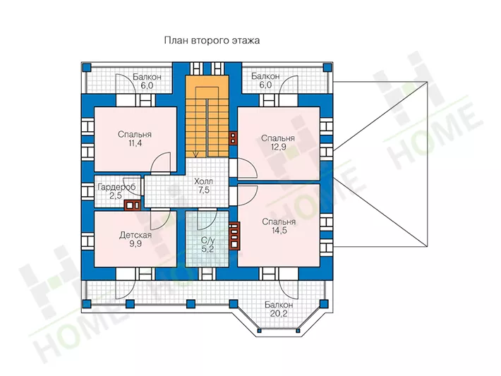План этажа №1 2-этажного дома 57-34BL в Тюмени