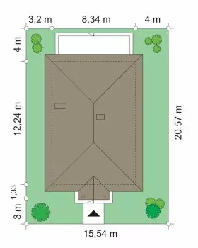 План этажа №1 1-этажного дома K-1102-4 в Тюмени
