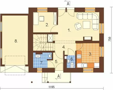 План этажа №1 1-этажного дома K-198 в Тюмени