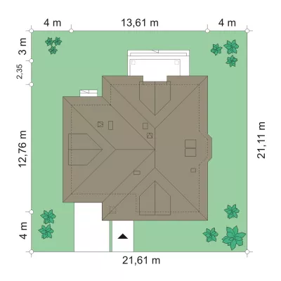 План этажа №1 1-этажного дома K-1234-2 в Тюмени