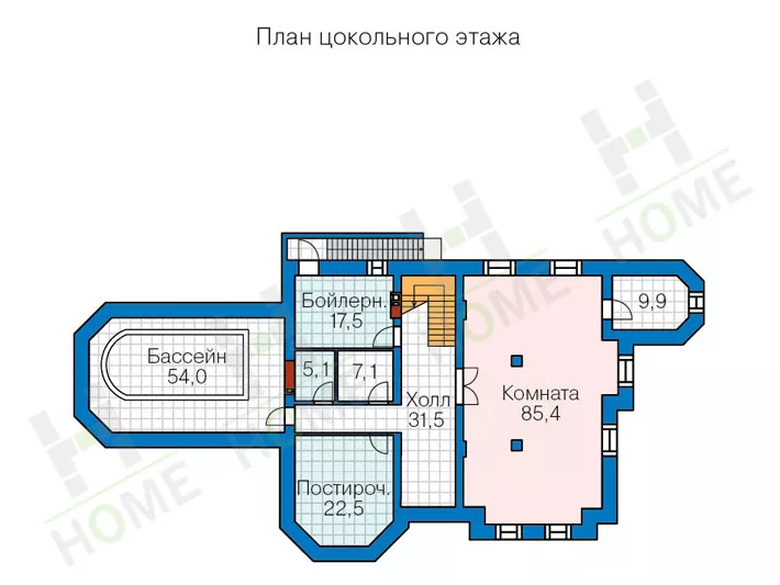 План этажа №1 2-этажного дома 40-38 в Тюмени