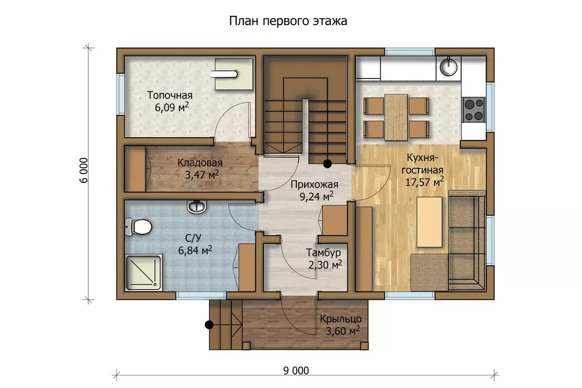 План этажа №1 2-этажного дома MK-93-39 в Тюмени