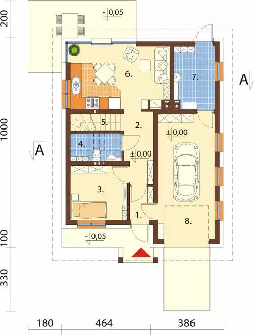 План этажа №1 2-этажного дома K-2138-2 в Тюмени
