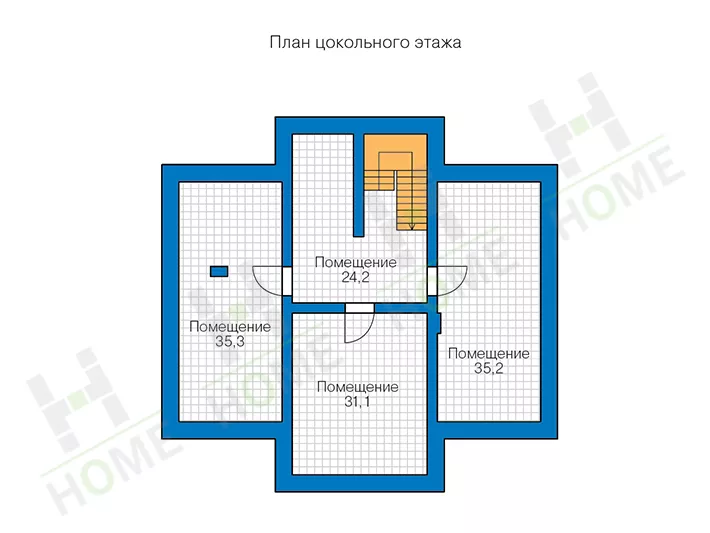 План этажа №1 2-этажного дома 48-23A в Тюмени