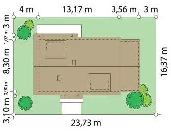 План этажа №1 1-этажного дома K-1213 в Тюмени