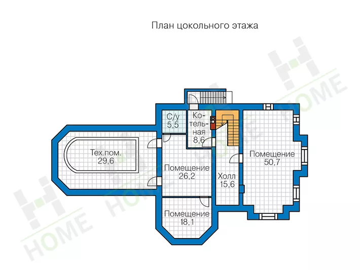 План этажа №1 2-этажного дома 40-11P в Тюмени