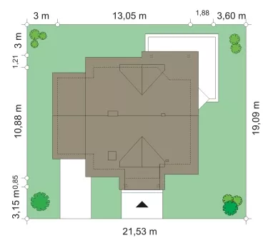 План этажа №1 1-этажного дома K-1198-4 в Тюмени