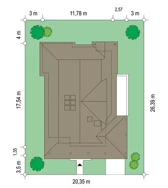 План этажа №1 1-этажного дома KR-1234 в Тюмени