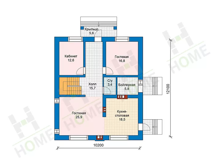 План этажа №1 2-этажного дома 59-98AK в Тюмени