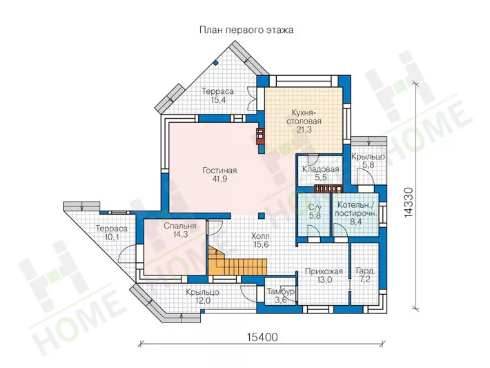План этажа №1 2-этажного дома 40-94 в Тюмени
