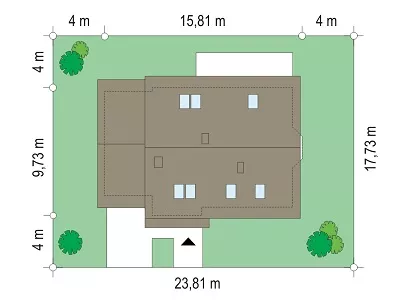 План этажа №1 1-этажного дома K-1193 в Тюмени