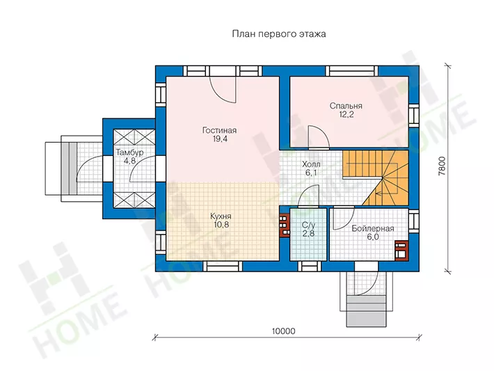 План этажа №1 2-этажного дома 57-89 в Тюмени