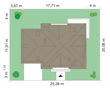 План этажа №1 1-этажного дома K-1269 в Тюмени