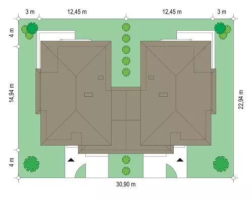 План этажа №1 2-этажного дома K-2256 в Тюмени