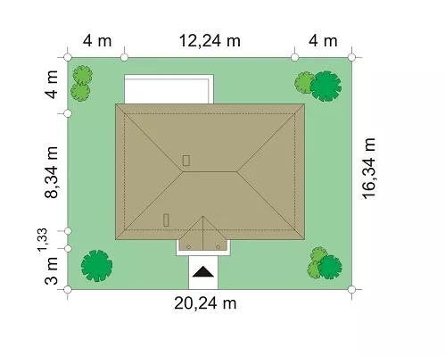 План этажа №1 1-этажного дома K-1102-2 в Тюмени