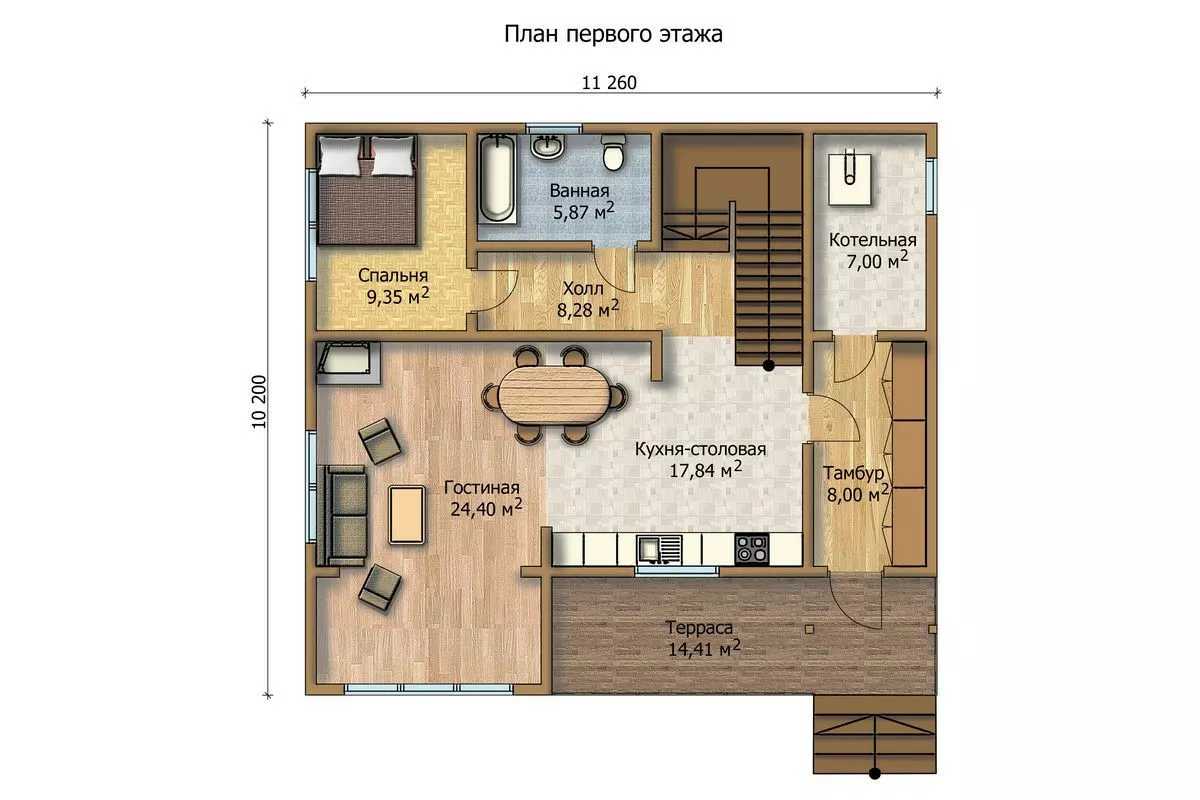 План этажа №1 1-этажного дома KR-1159 в Тюмени