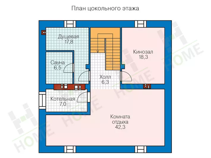 План этажа №1 2-этажного дома 40-07L в Тюмени