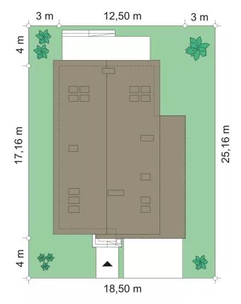 План этажа №1 1-этажного дома K-1315 в Тюмени