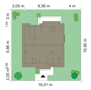 План этажа №1 1-этажного дома K-1142-3 в Тюмени