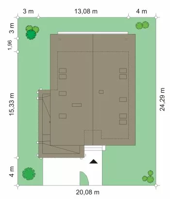 План этажа №1 1-этажного дома K-1260-2 в Тюмени