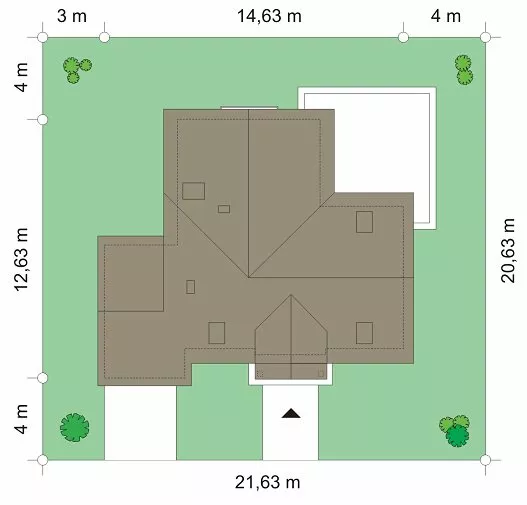 План этажа №1 1-этажного дома K-1216-4 в Тюмени