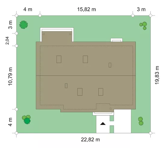 План этажа №1 1-этажного дома K-1163-2 в Тюмени