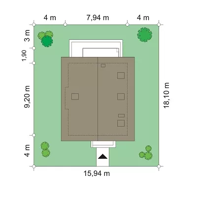 План этажа №1 1-этажного дома K-1120-2 в Тюмени