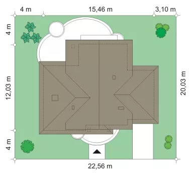 План этажа №1 1-этажного дома K-1235 в Тюмени
