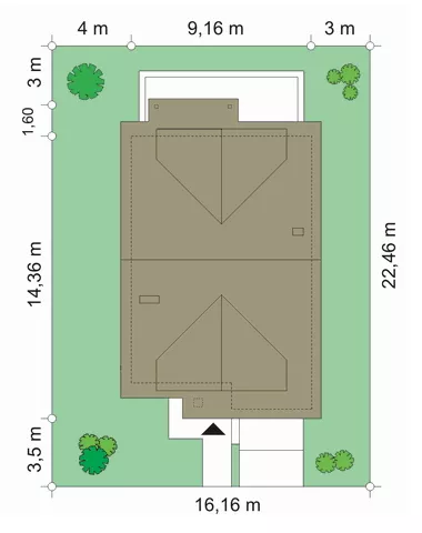 План этажа №1 1-этажного дома K-1219-4 в Тюмени