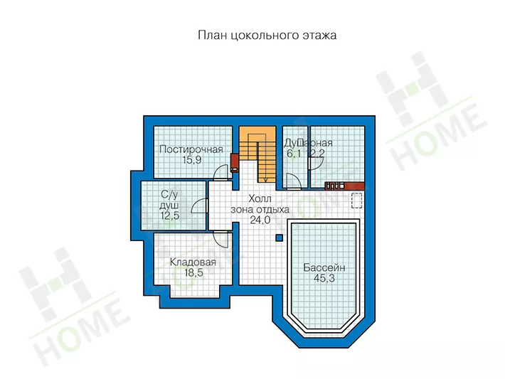 План этажа №1 2-этажного дома 58-71 в Тюмени