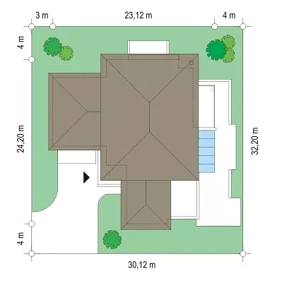 План этажа №1 2-этажного дома K-2581 в Тюмени