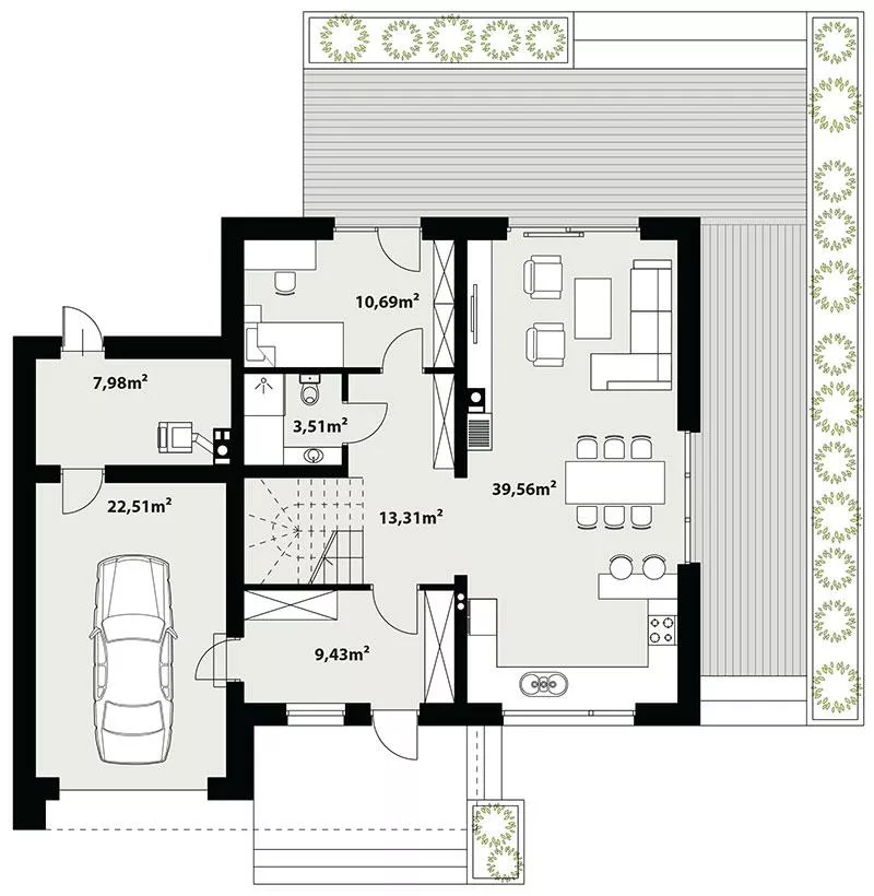 План этажа №1 2-этажного дома K-2155-2 в Тюмени