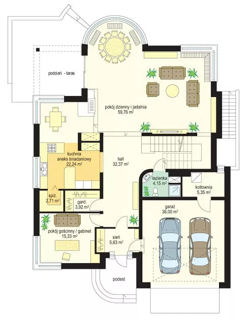 План этажа №1 2-этажного дома K-2451-3 в Тюмени