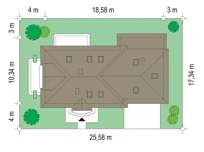 План этажа №1 1-этажного дома K-1224-2 в Тюмени