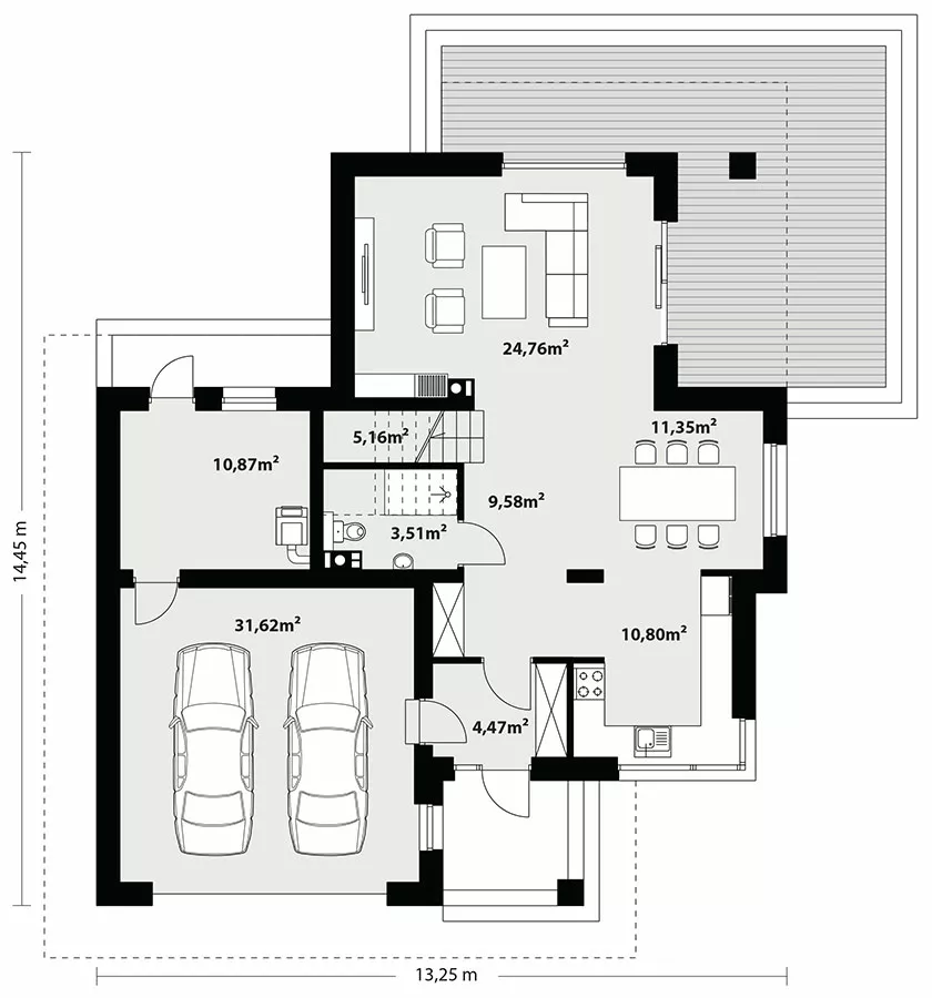 План этажа №1 2-этажного дома K-2146 в Тюмени