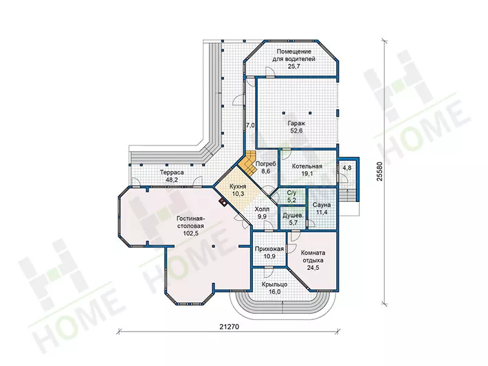 План этажа №1 2-этажного дома 13-18 в Тюмени