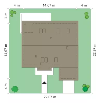 План этажа №1 1-этажного дома K-1166-2 в Тюмени