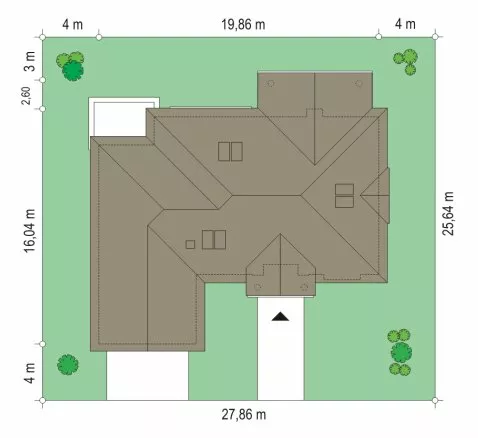 План этажа №1 1-этажного дома K-1279-2 в Тюмени