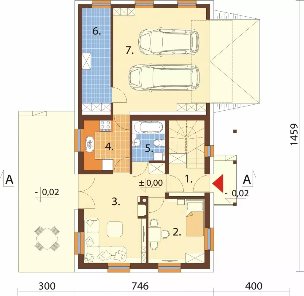 План этажа №1 1-этажного дома K-1122 в Тюмени