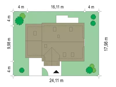 План этажа №1 1-этажного дома K-1231-4 в Тюмени